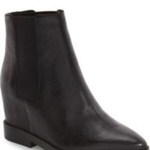 ASH Gong Black Leather Hidden Wedge Booties Sz 36/US 6